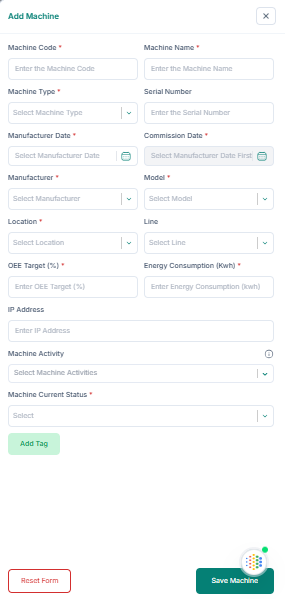 Add machine form