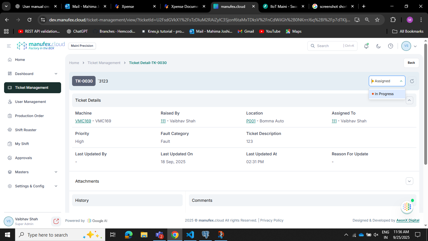 Ticket status change