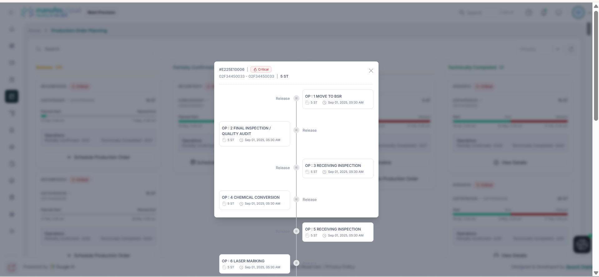 Machine Planning timeline view
