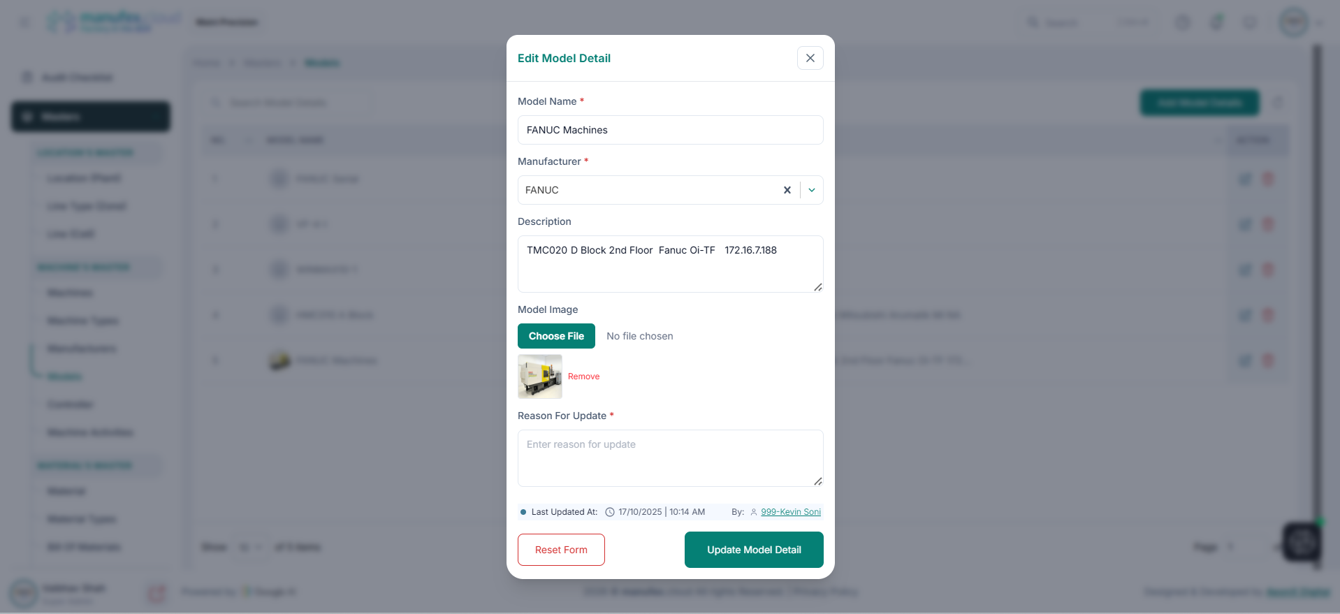 Update model details