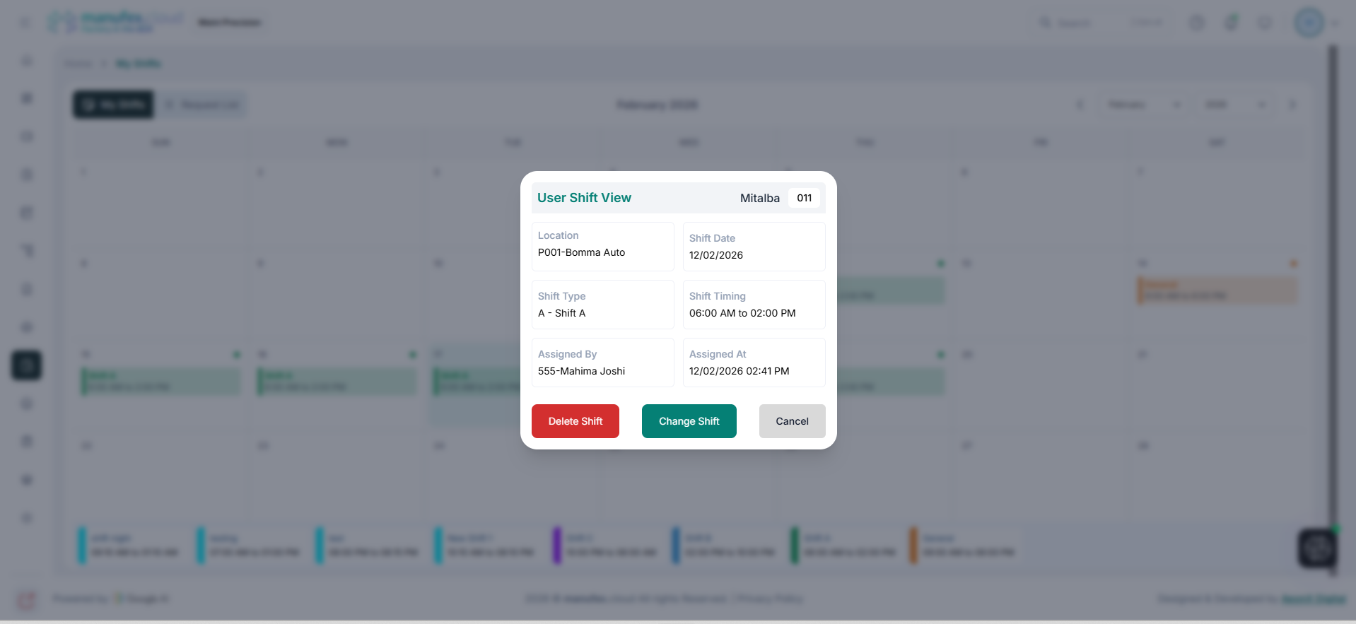 My Shift request/update