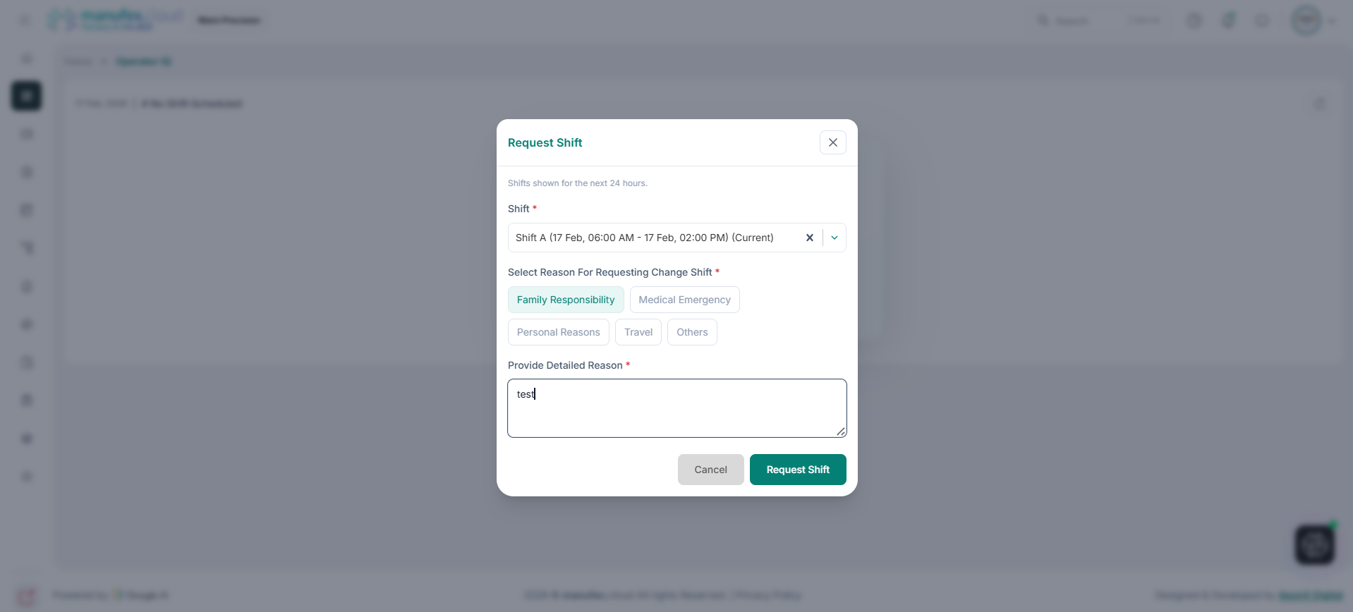 Operator IQ - request shift