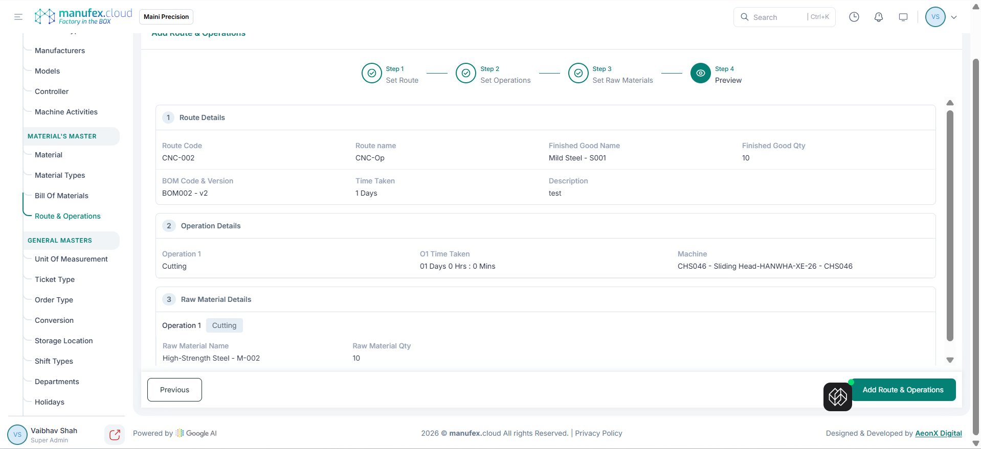 Preview route & operations