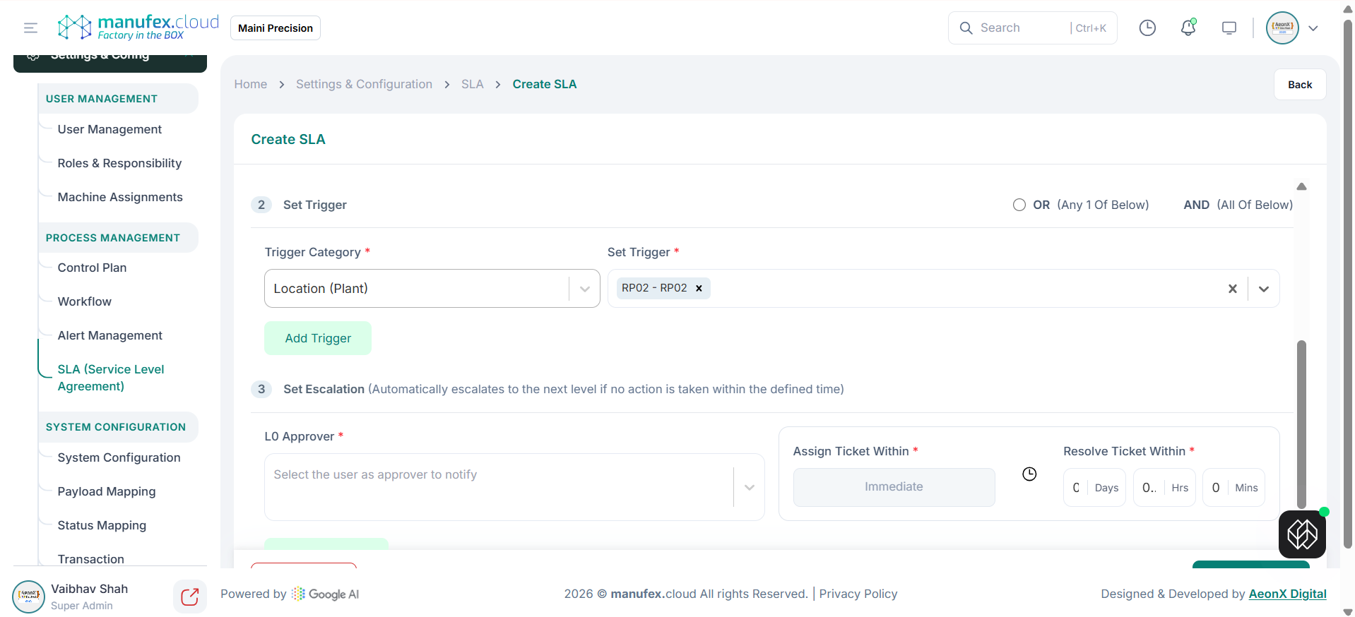 Create SLA - trigger and escalation
