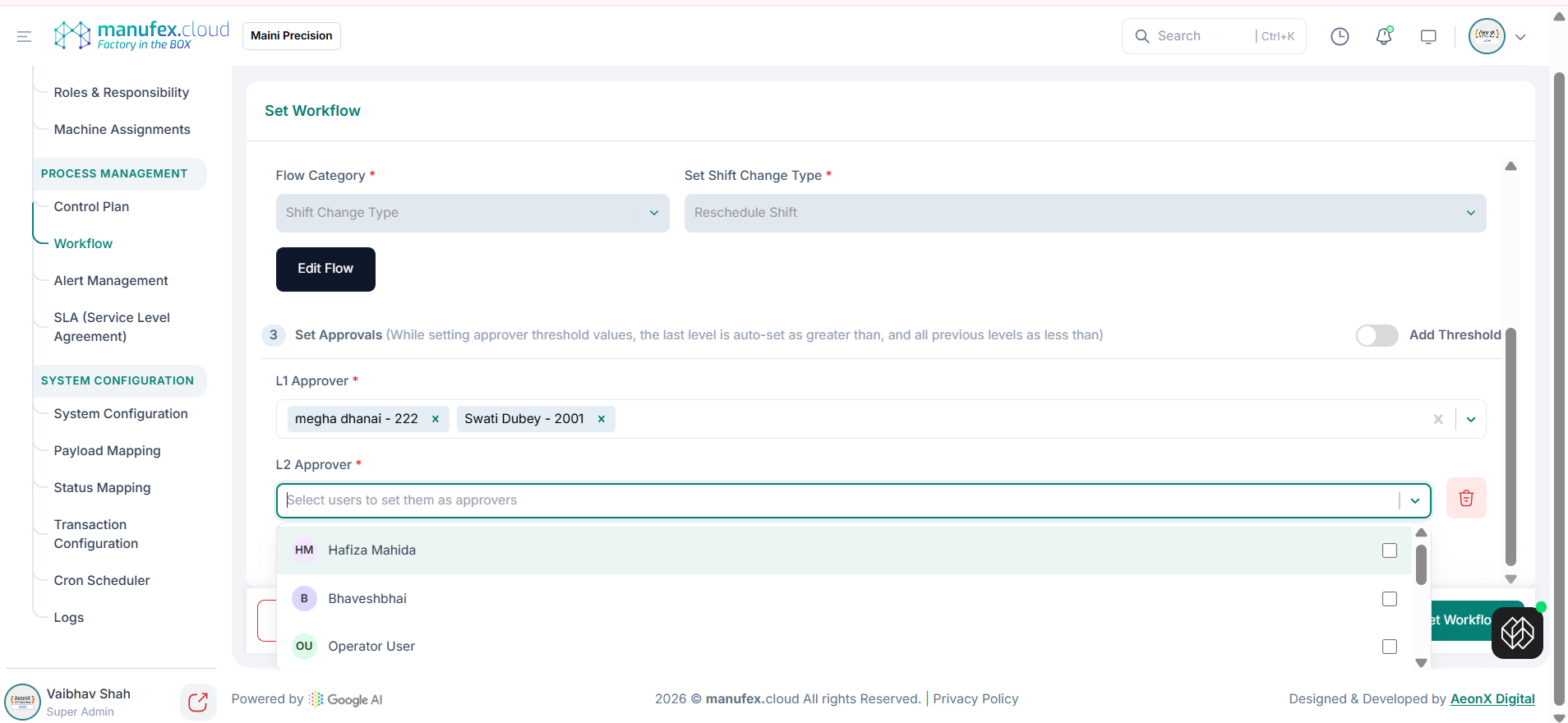 Set workflow - approvals